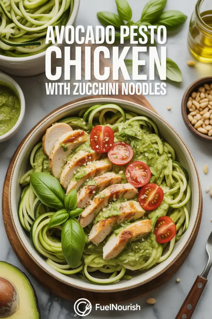 Avocado Pesto Chicken with Zucchini Noodles