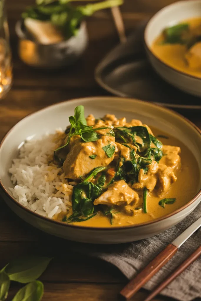 Coconut Curry Chicken with Spinach