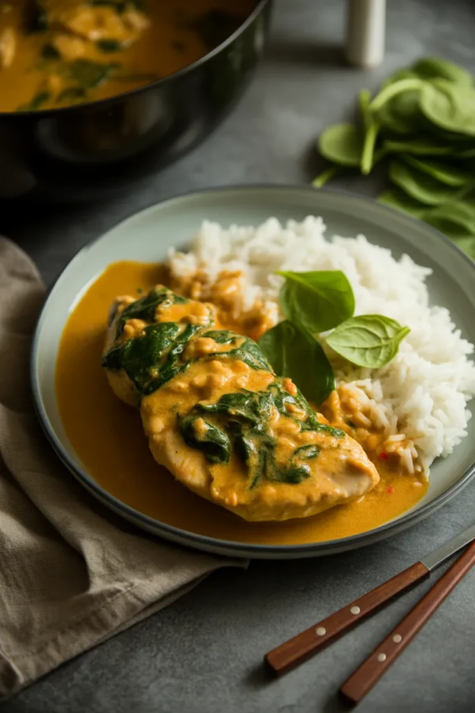Coconut Curry Chicken with Spinach