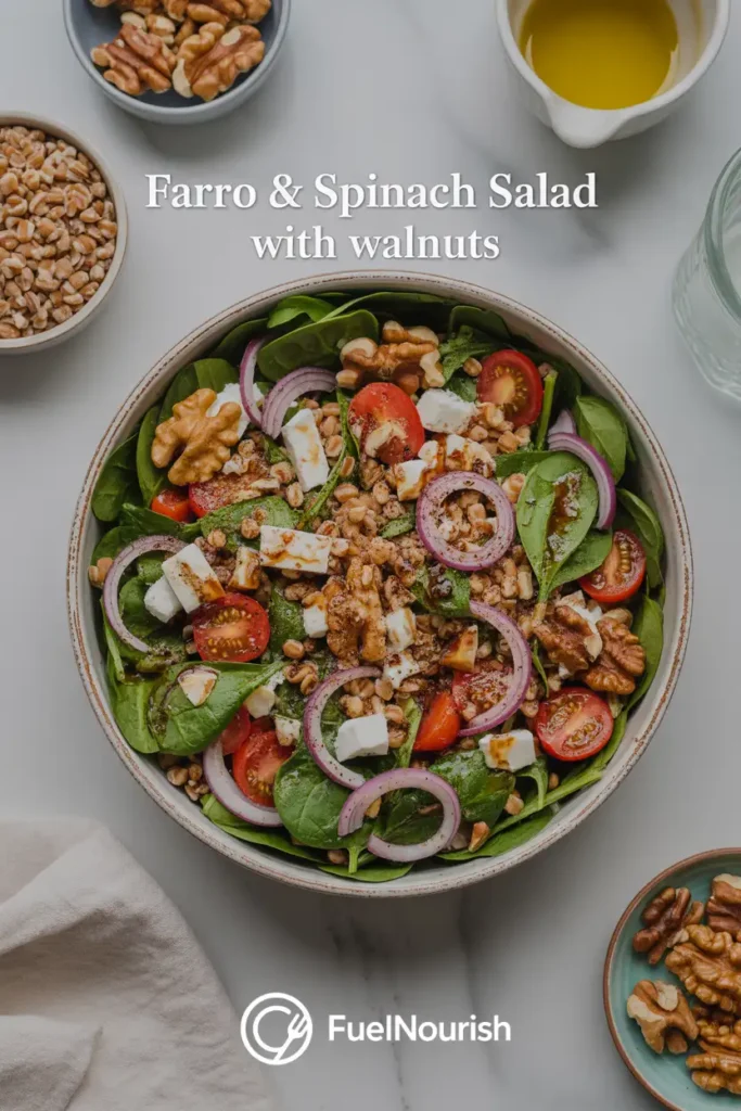 Farro & Spinach Salad with Walnuts