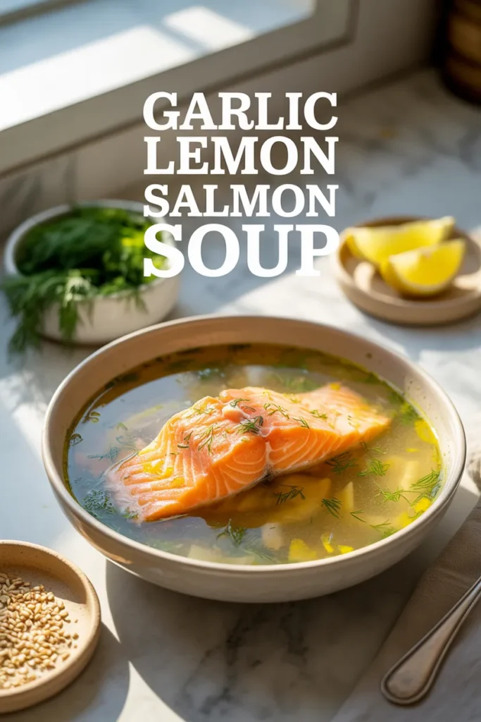 Garlic Lemon Salmon Soup