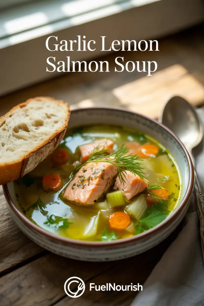Garlic Lemon Salmon Soup