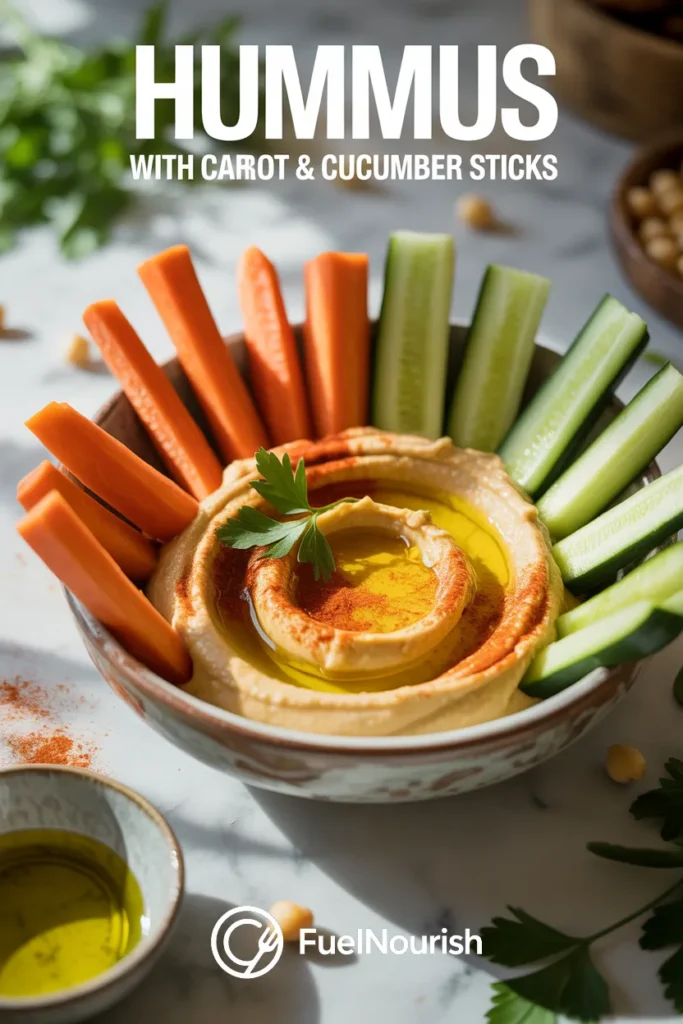 Hummus with Carrot & Cucumber Sticks