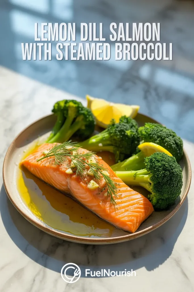 Lemon Dill Salmon with Steamed Broccoli