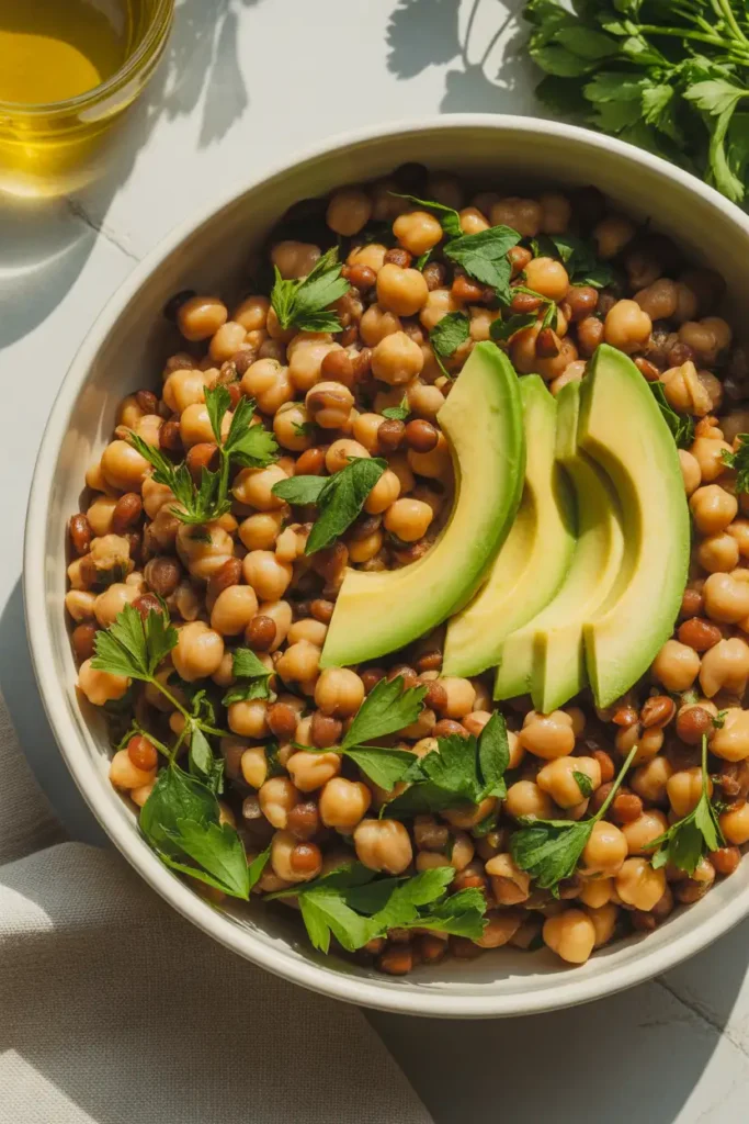 Lentil & Chickpea Salad with Avocado