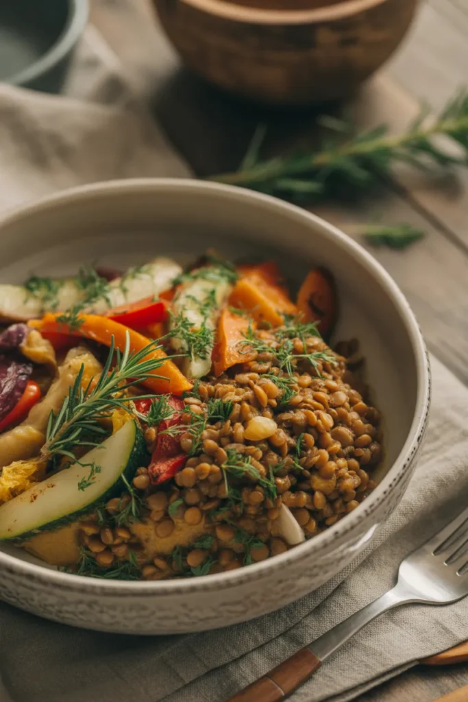 Lentil & Roasted Veggie Bowl