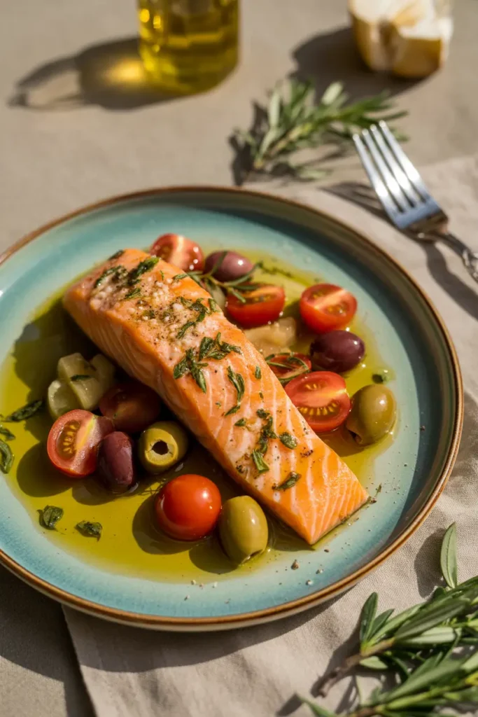 Mediterranean Salmon with Olives & Tomatoes