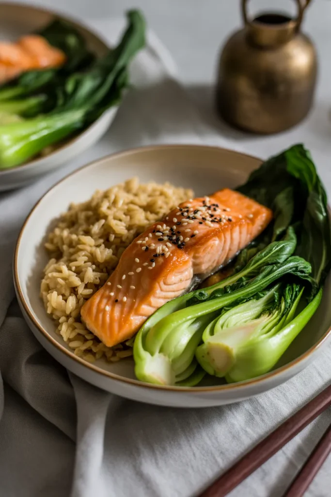 Miso Ginger Salmon with Brown Rice