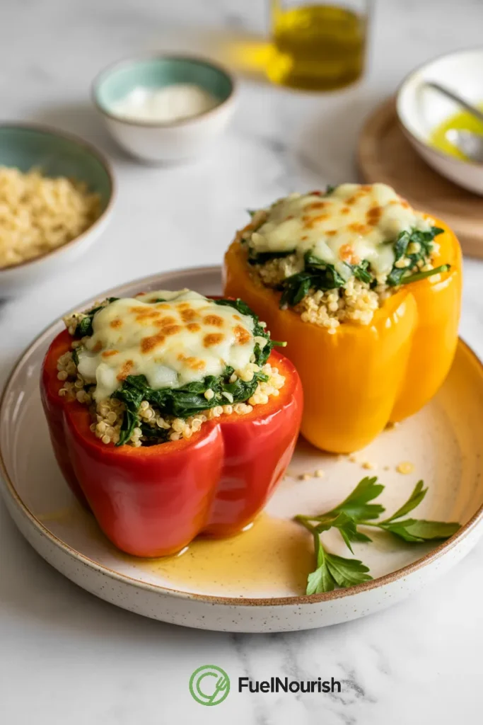 Quinoa & Spinach Stuffed Peppers