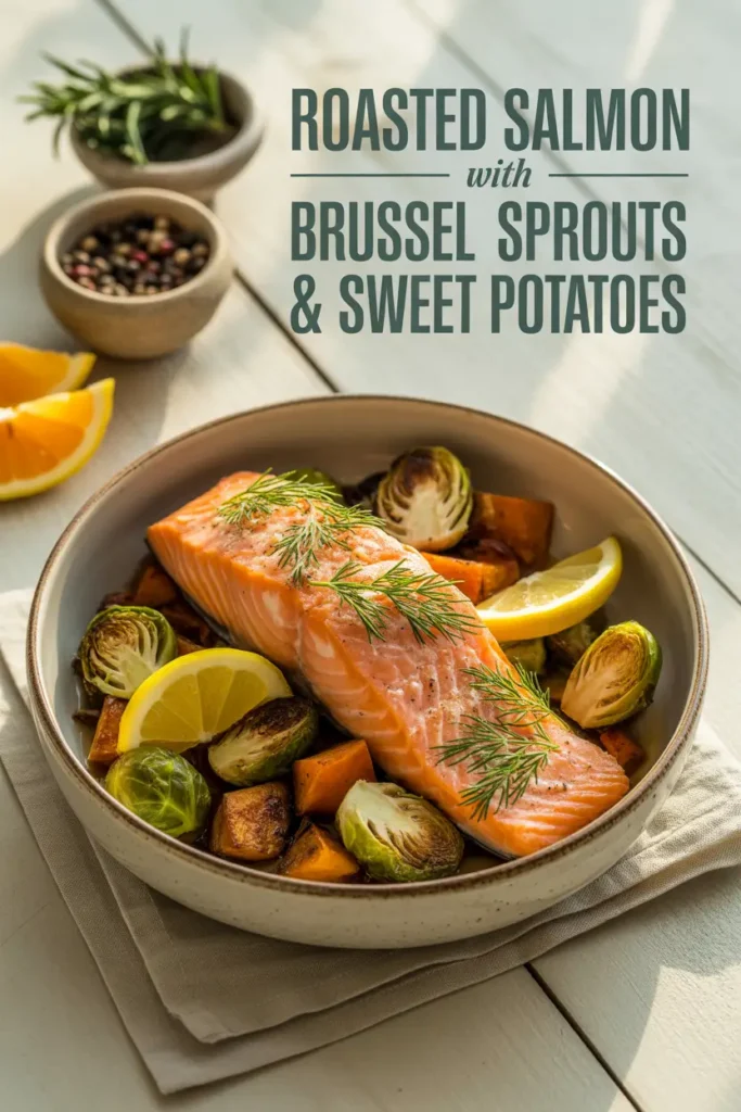 Roasted Salmon with Brussels Sprouts & Sweet Potatoes