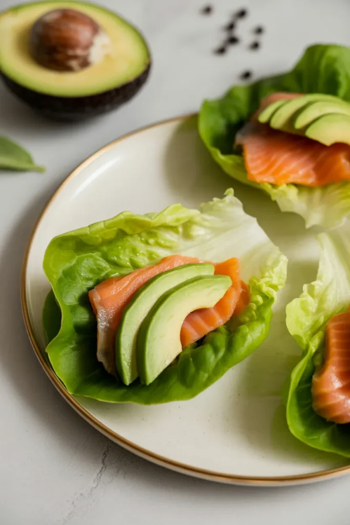 Smoked Salmon & Avocado Lettuce Wraps