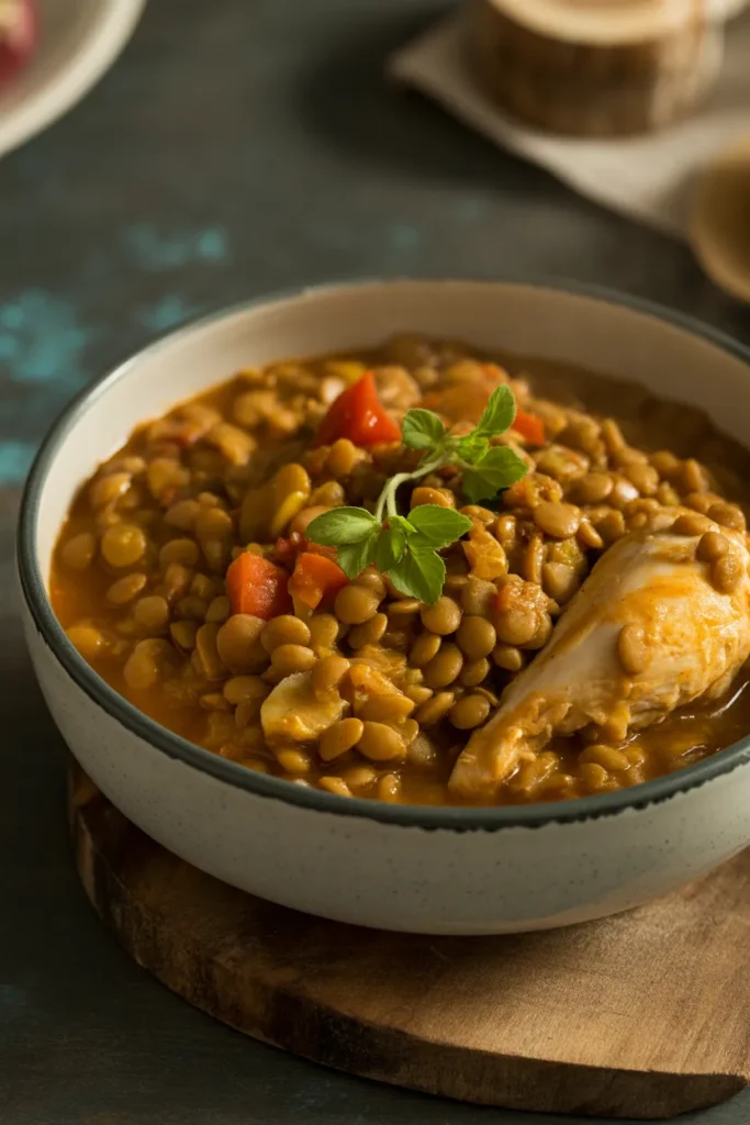Spicy Moroccan Lentil Stew with Chicken