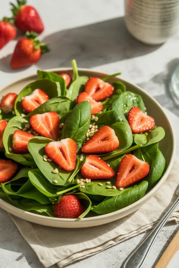 Spinach, Strawberry & Hemp Seed Salad