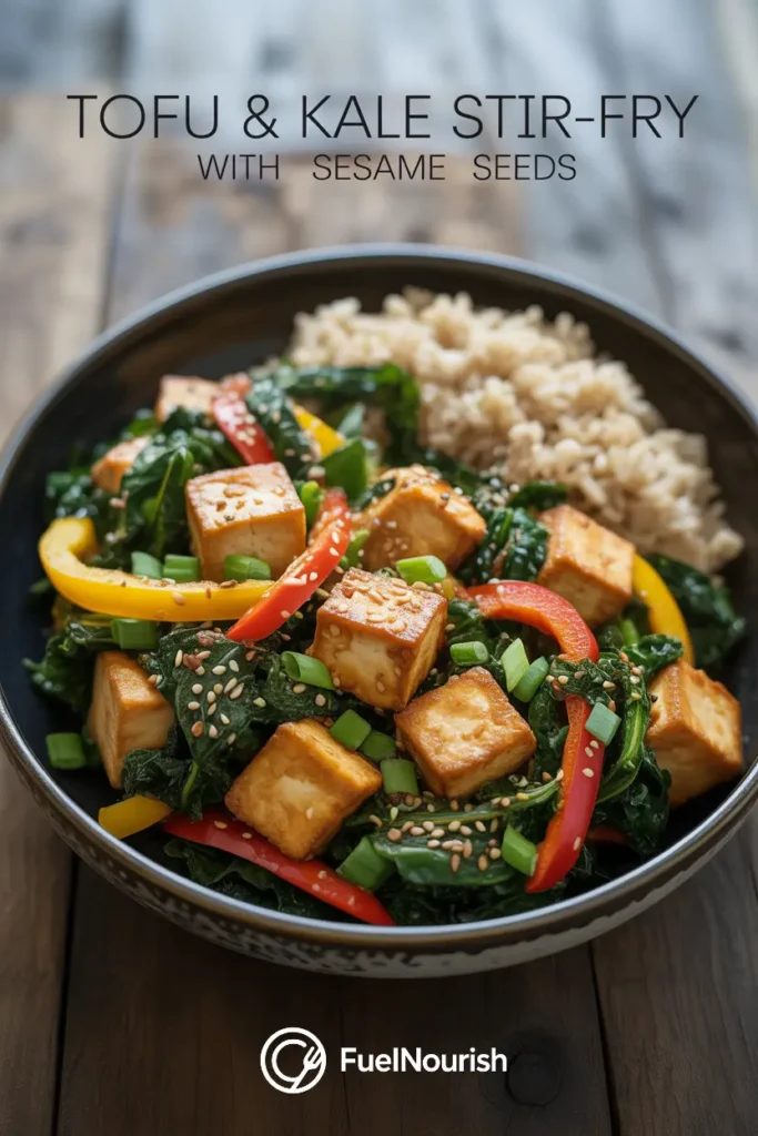 Tofu & Kale Stir-Fry with Sesame Seeds