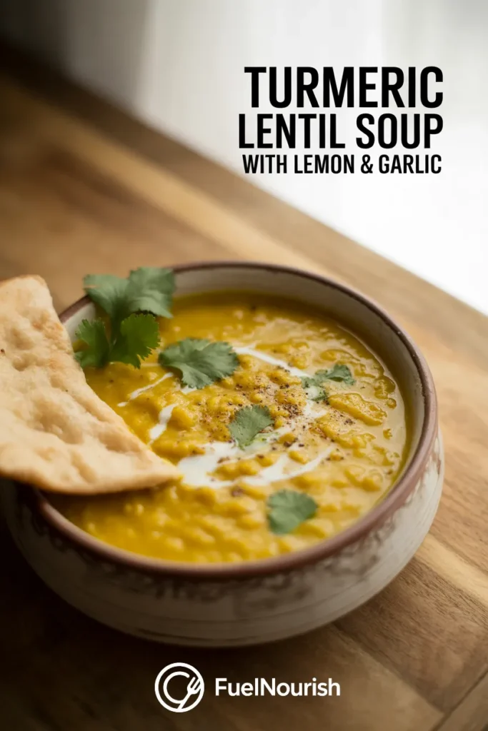 Turmeric Lentil Soup with Lemon & Garlic
