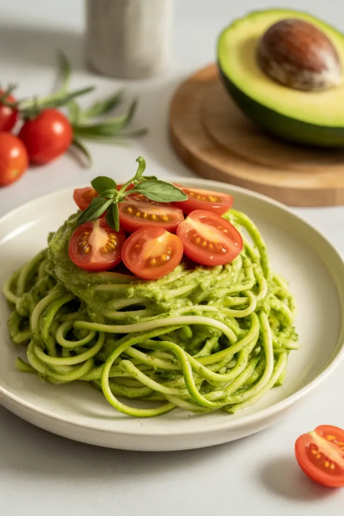 Zucchini Noodle Avocado Pesto Bowl