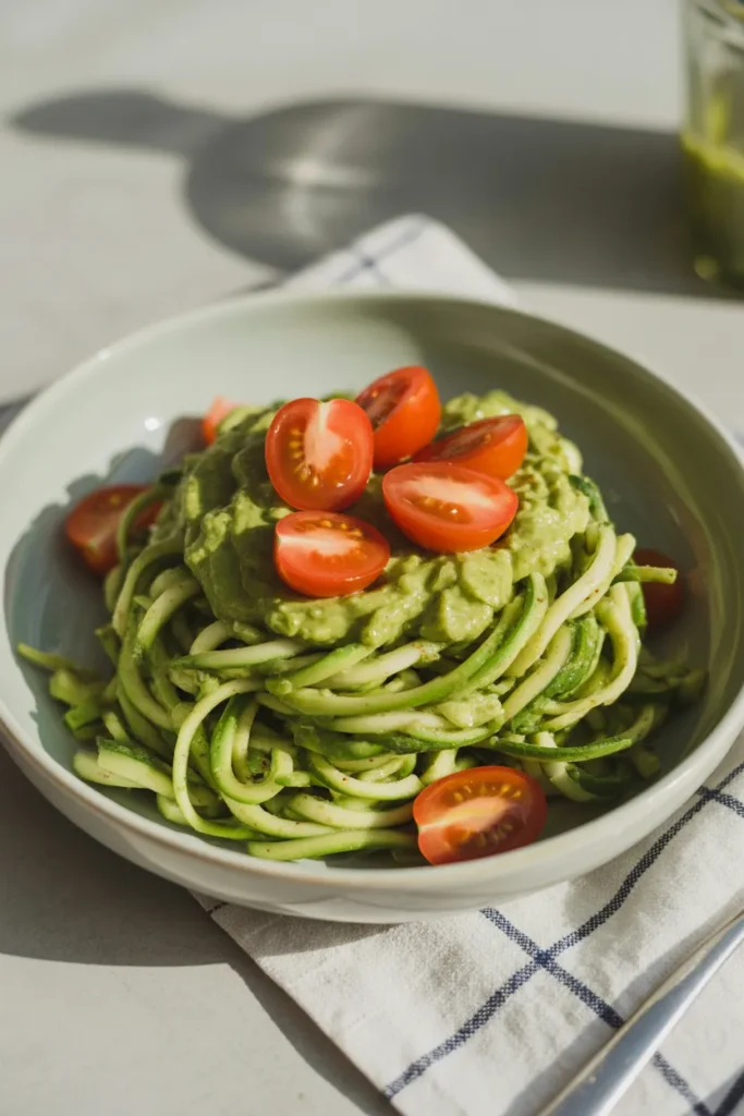 Zucchini Noodle Avocado Pesto Bowl