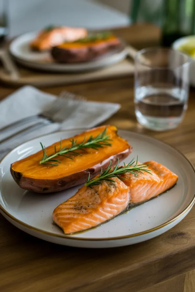 Baked Salmon & Sweet Potato
