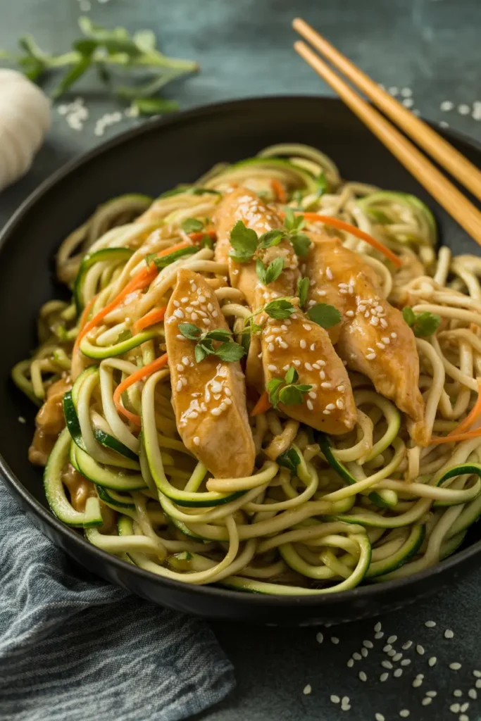 Ginger Sesame Zoodle Stir-Fry with Chicken