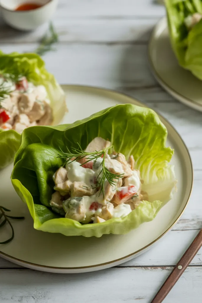 Greek Yogurt Chicken Salad Lettuce Wraps
