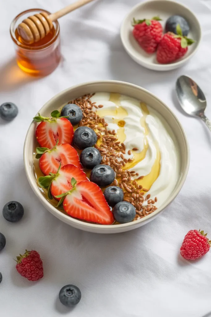 Greek Yogurt with Berries & Flaxseed
