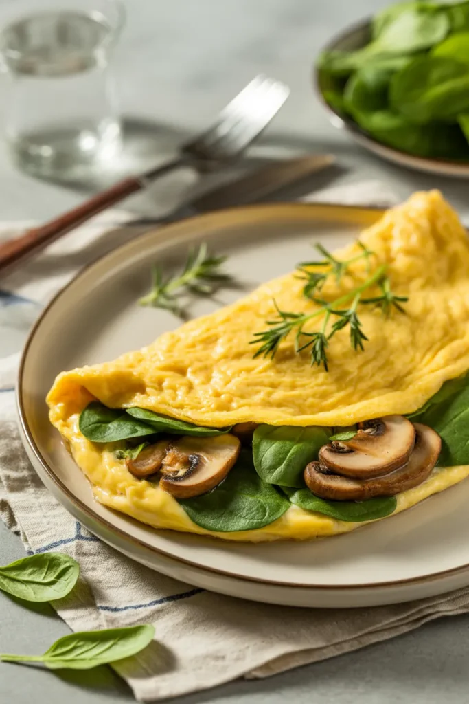 Keto Veggie Omelet with Spinach & Mushrooms
