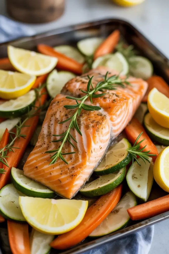 Lemon Garlic Salmon & Roasted Vegetables
