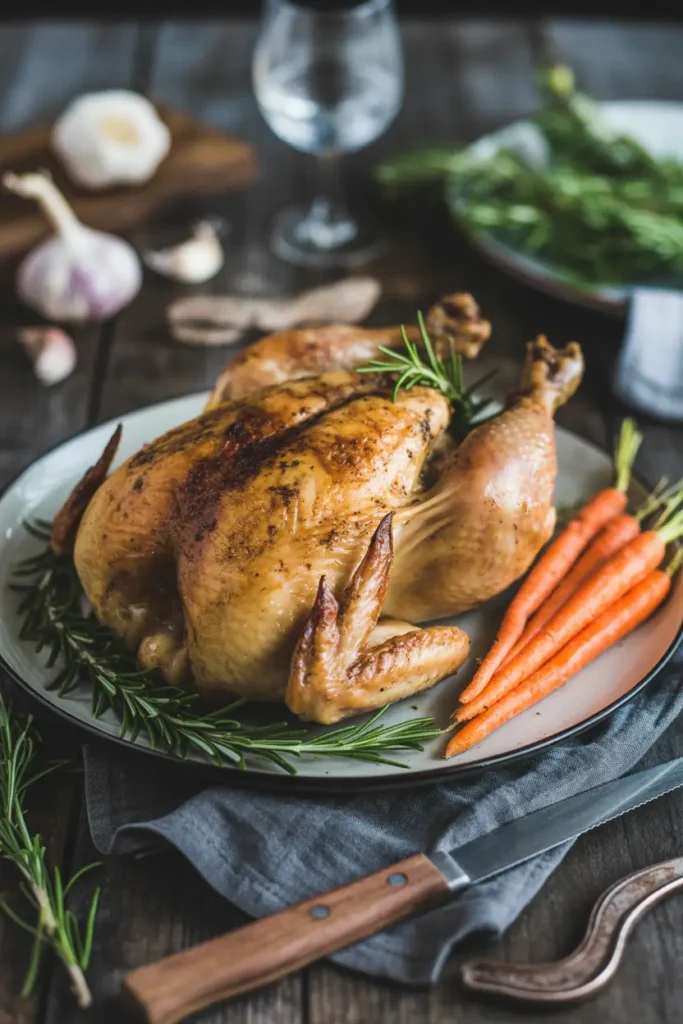 Rosemary Garlic Roast Chicken with Carrots