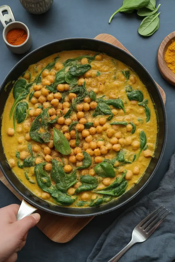 Turmeric Chickpea & Spinach Skillet