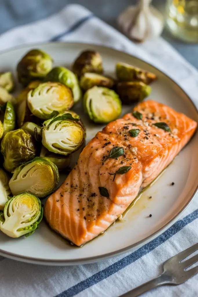 Turmeric Garlic Salmon with Brussels Sprouts