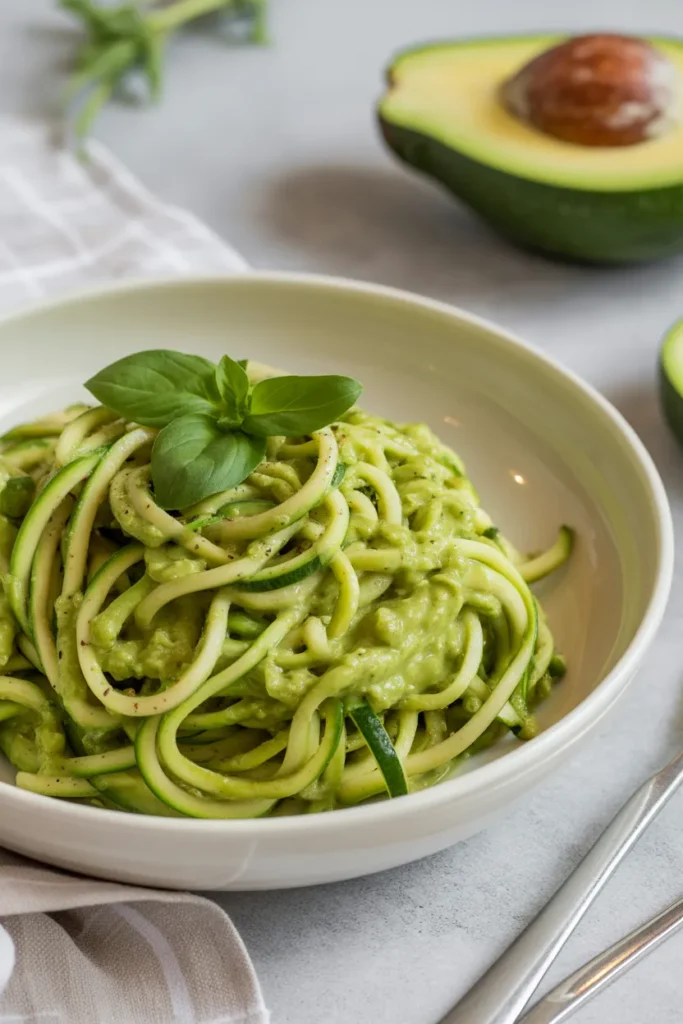 Zucchini Noodle Avocado Pesto Bowl