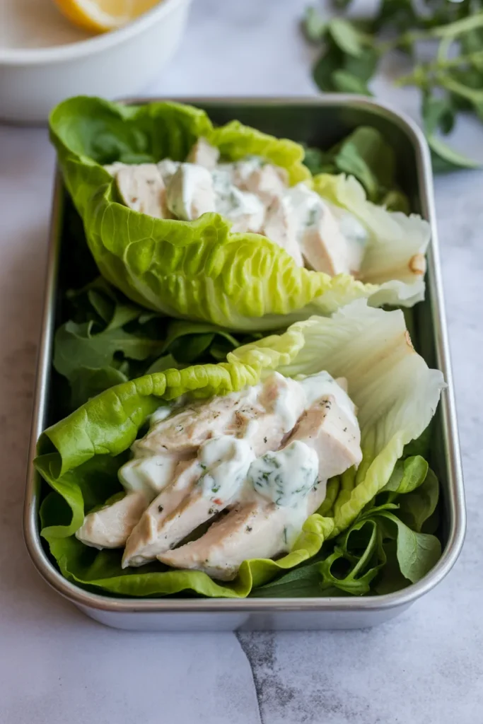 Greek Yogurt Chicken Salad Lettuce Wraps