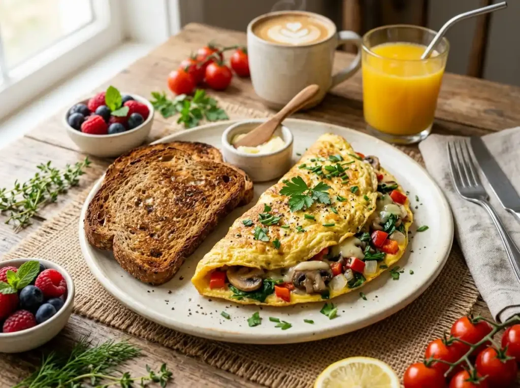 Veggie Omelet with Toast