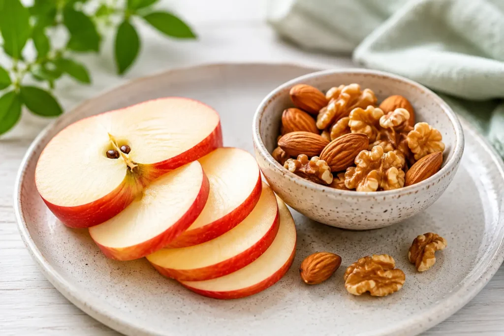 21 Day Fix Low Calorie Plan Snacks (apple and nuts)