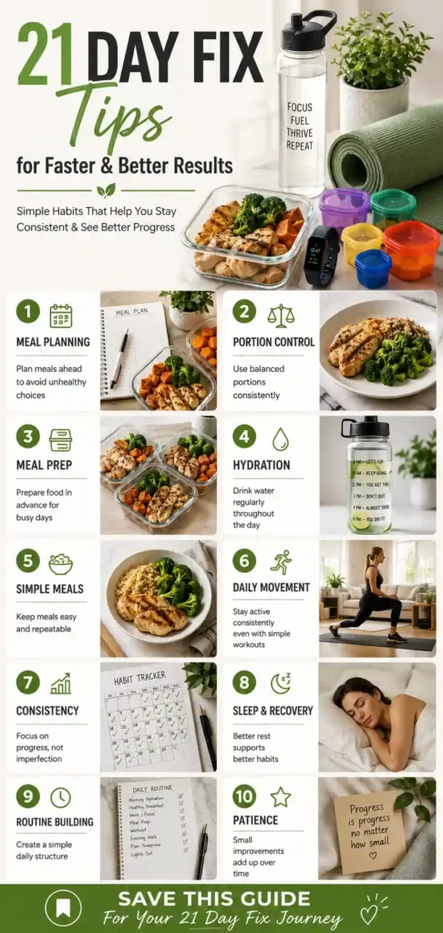 21 Day Fix Tips for Faster & Better Results Infographics
