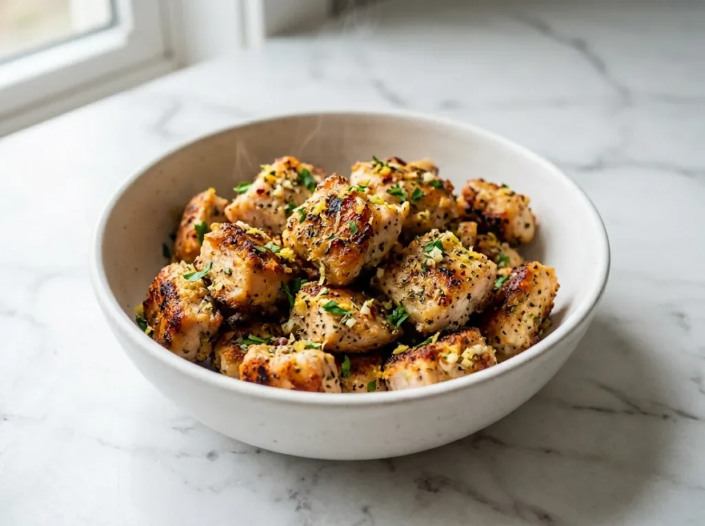 Air Fryer Lemon Garlic Chicken Bites