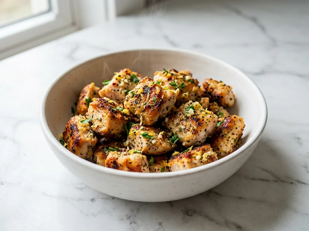Air Fryer Lemon Garlic Chicken Bites