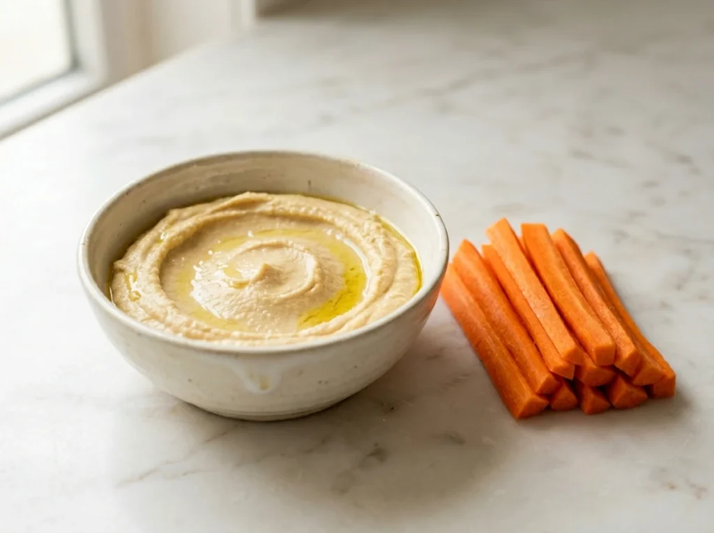 Carrot sticks with hummus