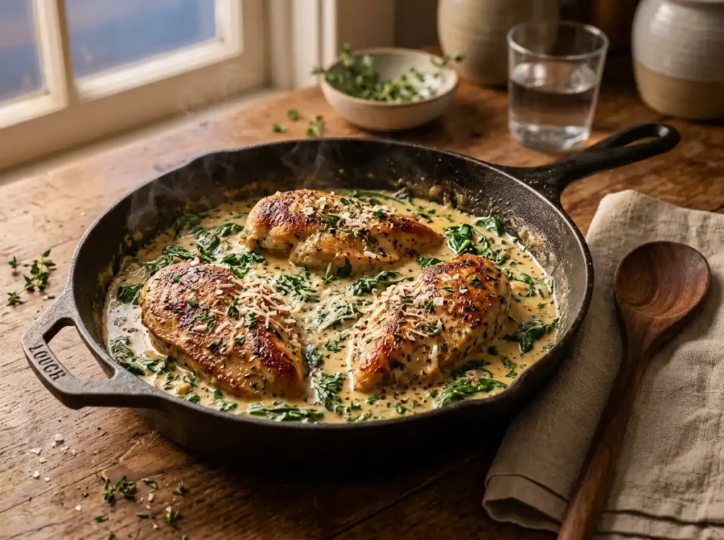 Creamy Chicken & Spinach Skillet