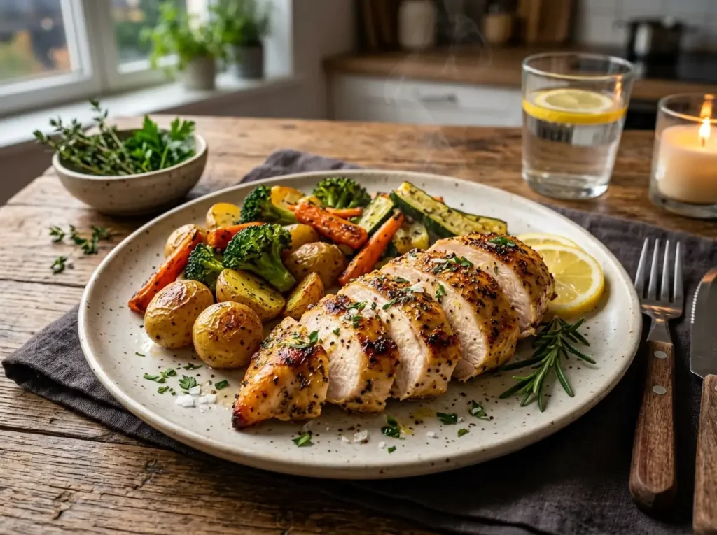 Garlic Lemon Chicken with Roasted Veggies