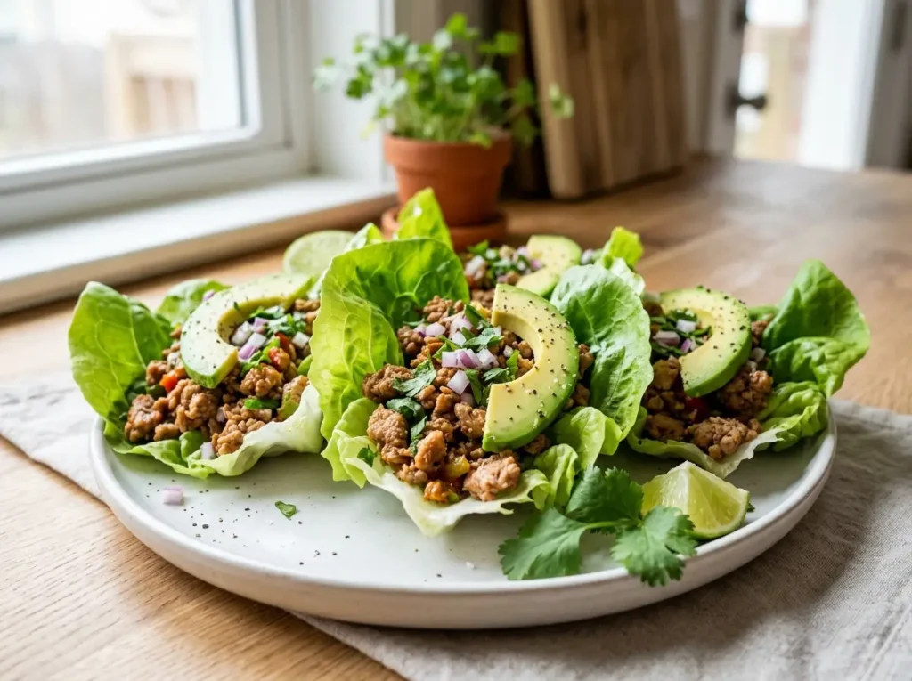 Turkey lettuce wraps with avocado