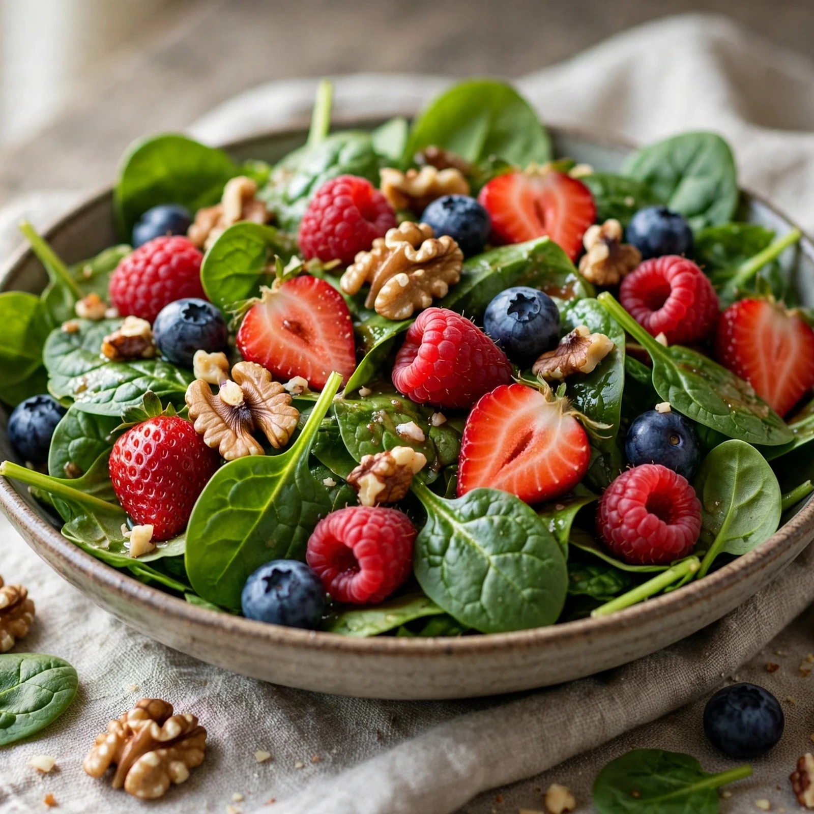 15 Anti-Inflammatory Summer Salads Recipes with Fresh Seasonal Produce: 1. Berry Walnut Spinach Salad