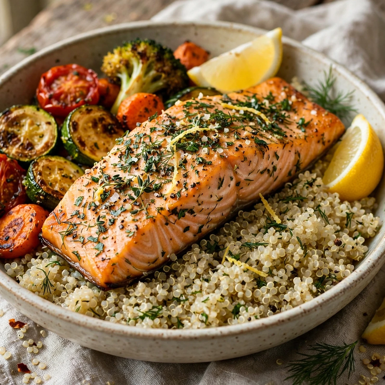 12 Summer Anti-Inflammatory Meal Prep Ideas for Busy Days: Lemon-Herb Salmon Quinoa Bowls