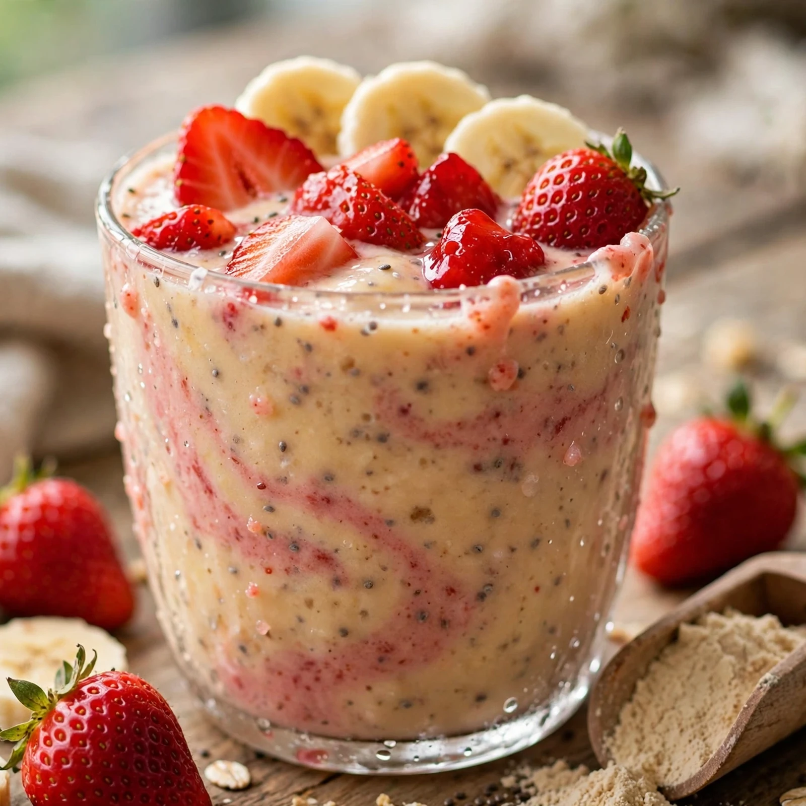 15 Best 21 Day Fix Summer Smoothies (Refreshing & Approved): 1. Strawberry Banana Protein Smoothie