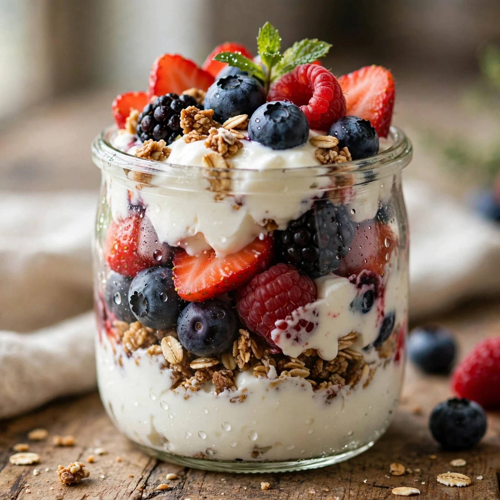 20 21 Day Fix Summer Breakfast Ideas (Quick & Light Mornings): 1. Berry Greek Yogurt Parfait