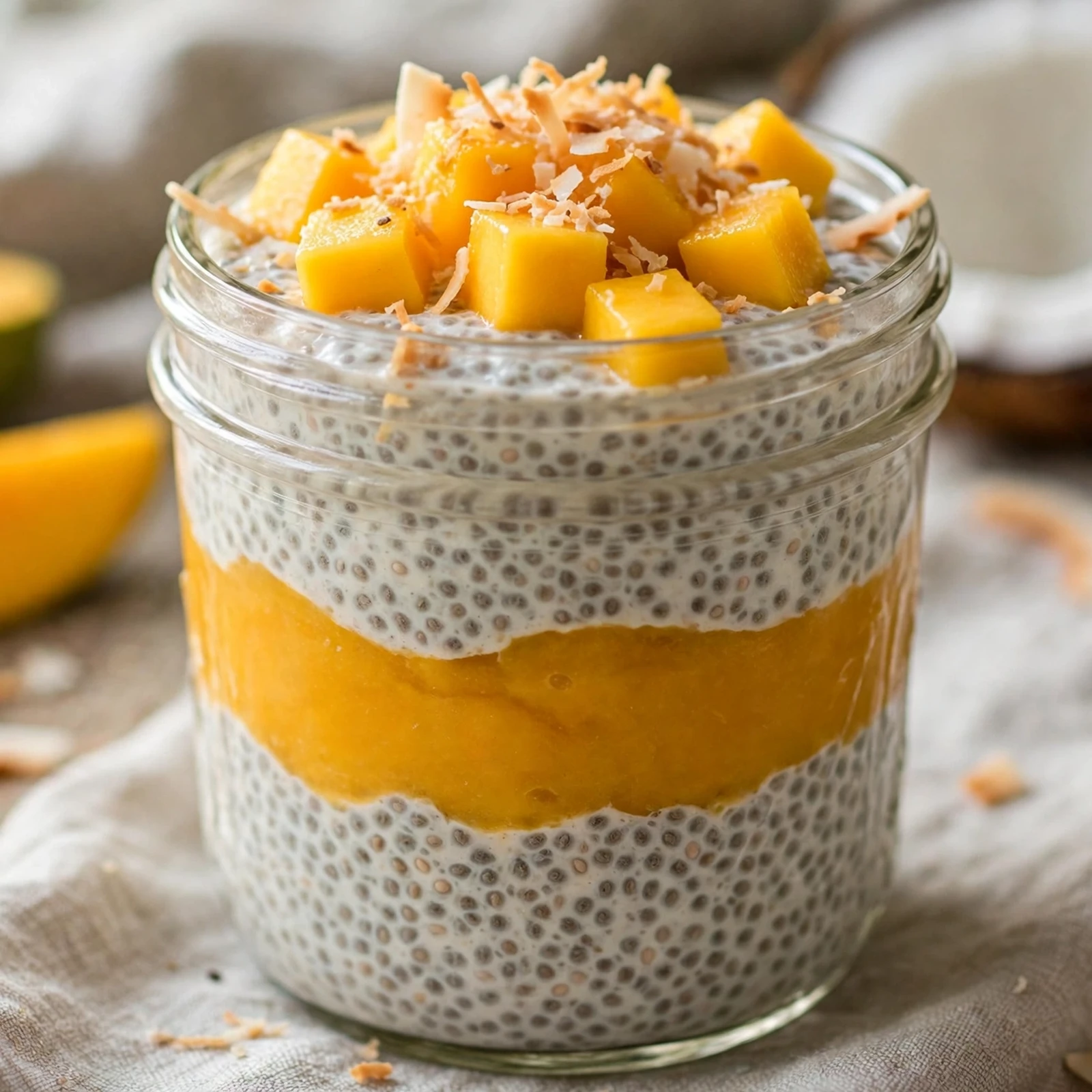 10 Anti-Inflammatory Watermelon And Mango Recipes: 2. Mango Coconut Chia Pudding