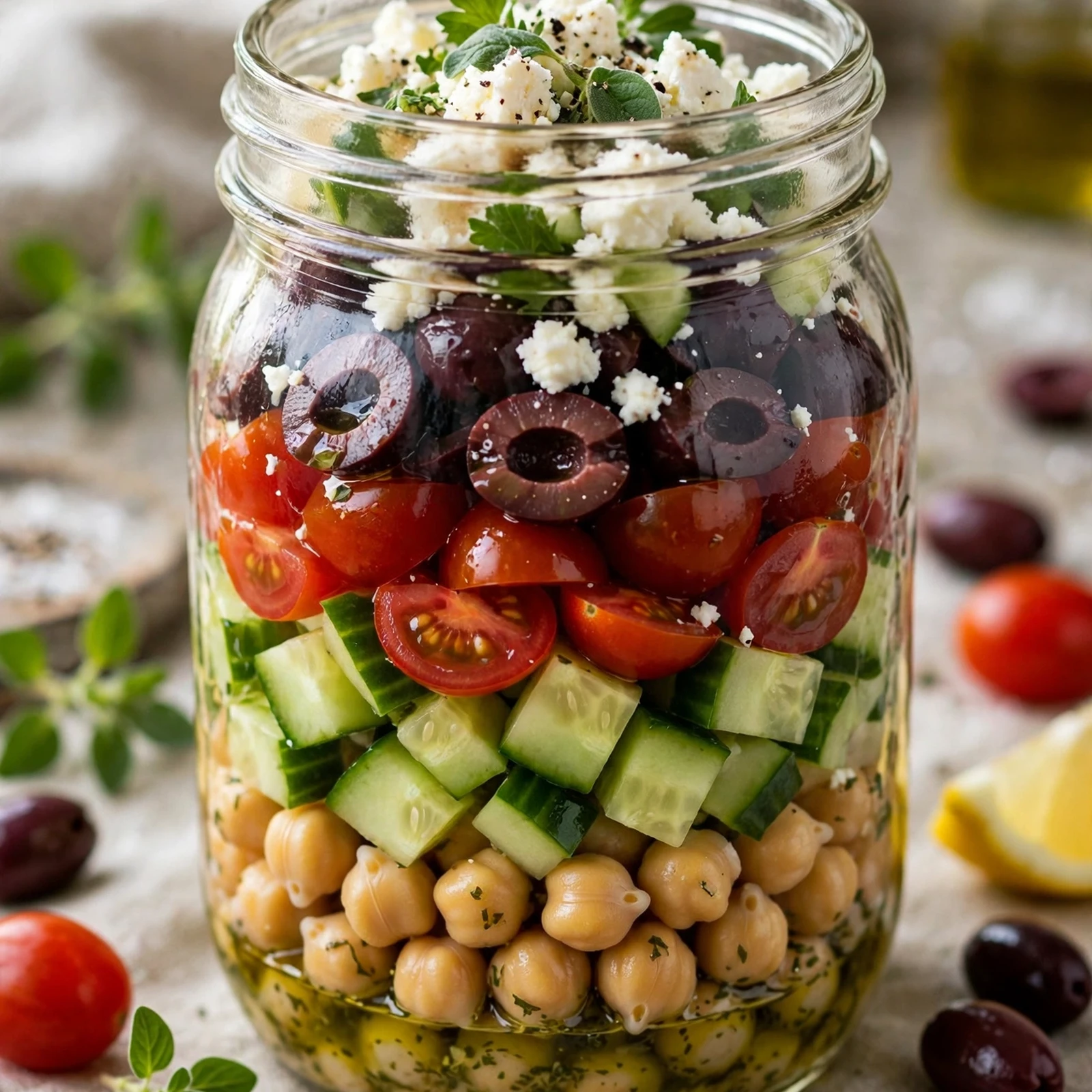 12 Summer Anti-Inflammatory Meal Prep Ideas for Busy Days: Mason Jar Greek Chickpea Salad