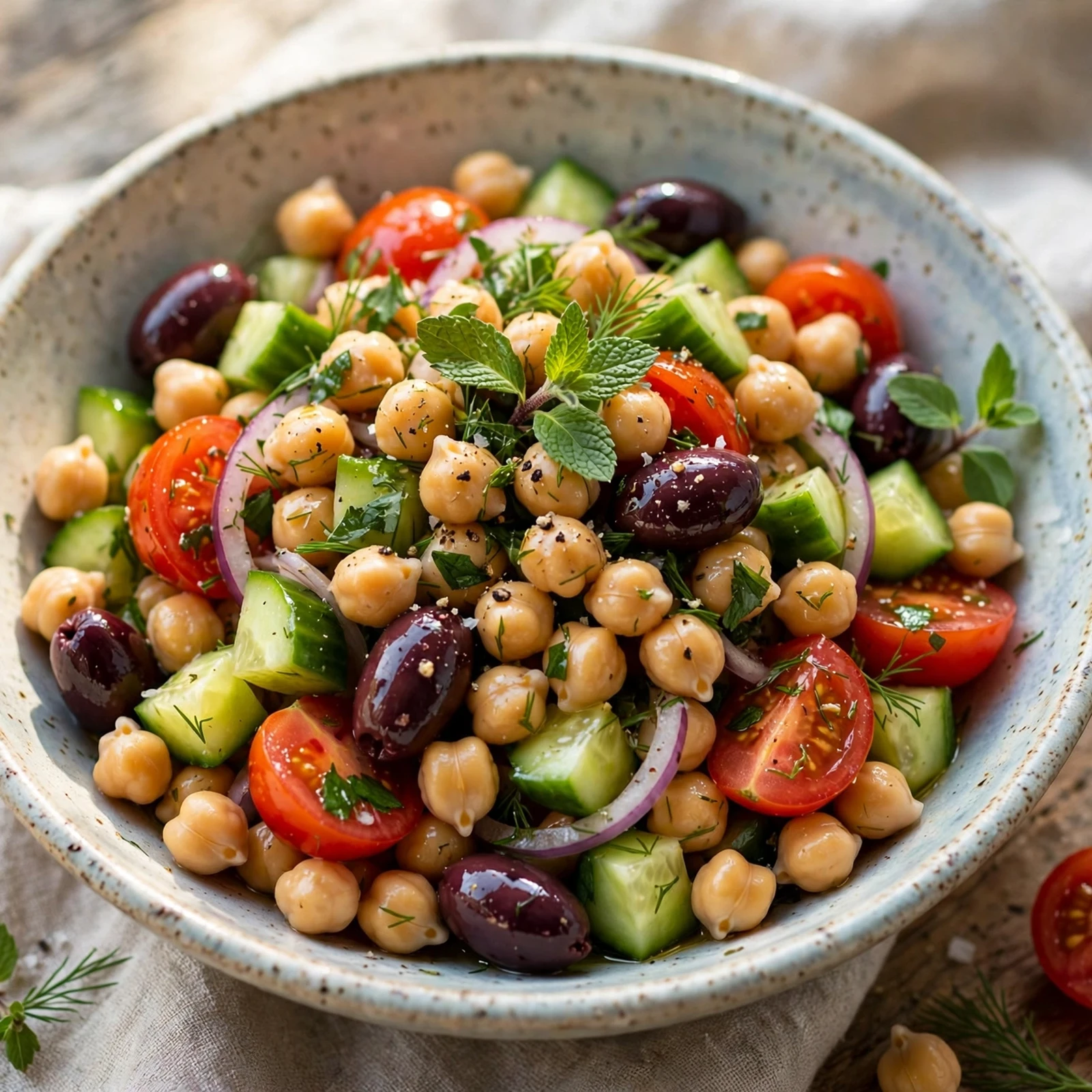 15 Anti-Inflammatory Summer Salads Recipes with Fresh Seasonal Produce: 2. Mediterranean Chickpea Salad