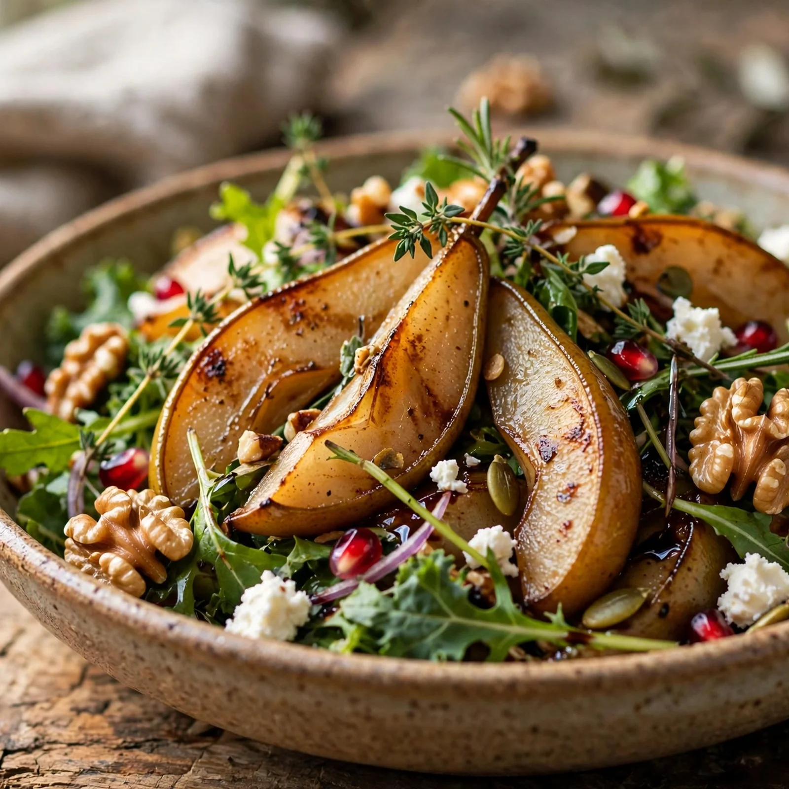 10 Anti-Inflammatory Apple Pear and Fig Recipes for Fall: 2. Roasted Pear and Walnut Harvest Salad
