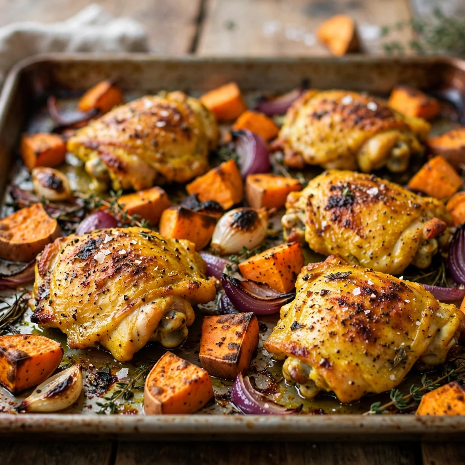 10 Anti-Inflammatory Sweet Potato Recipes for Fall Meal Prep: 2. Turmeric Chicken & Sweet Potato Sheet Pan Dinner